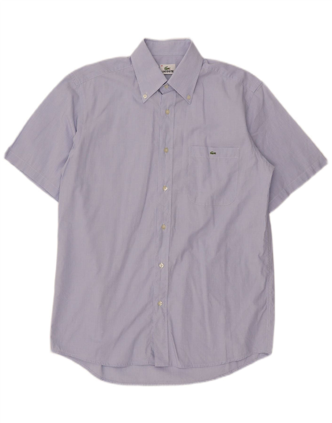 Lacoste Herren-Kurzarmhemd, Größe 40, mittelblaue Baumwolle