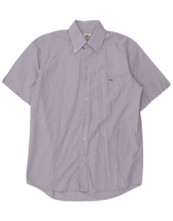 Lacoste Herren-Kurzarmhemd, Größe 40, mittelblaue Baumwolle