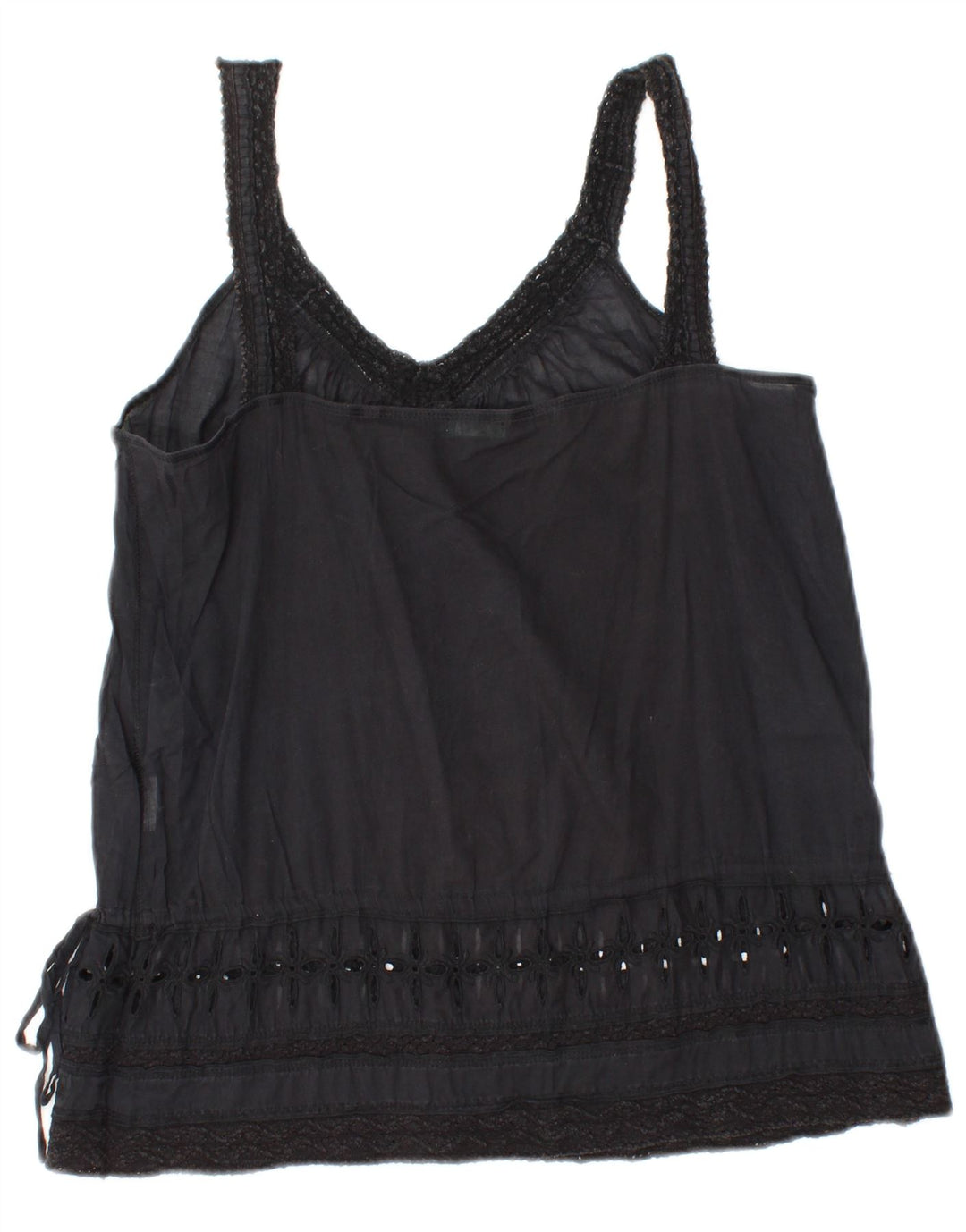 BENETTON Damen Cami Top UK 10 Small Schwarz