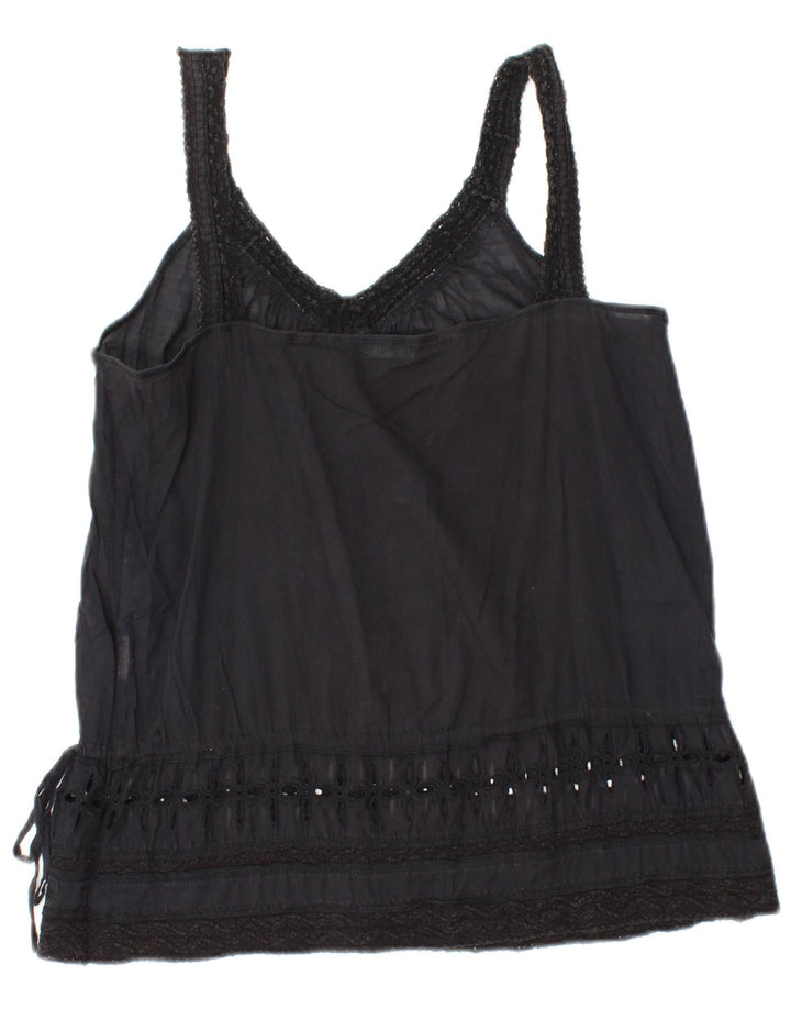 BENETTON Damen Cami Top UK 10 Small Schwarz