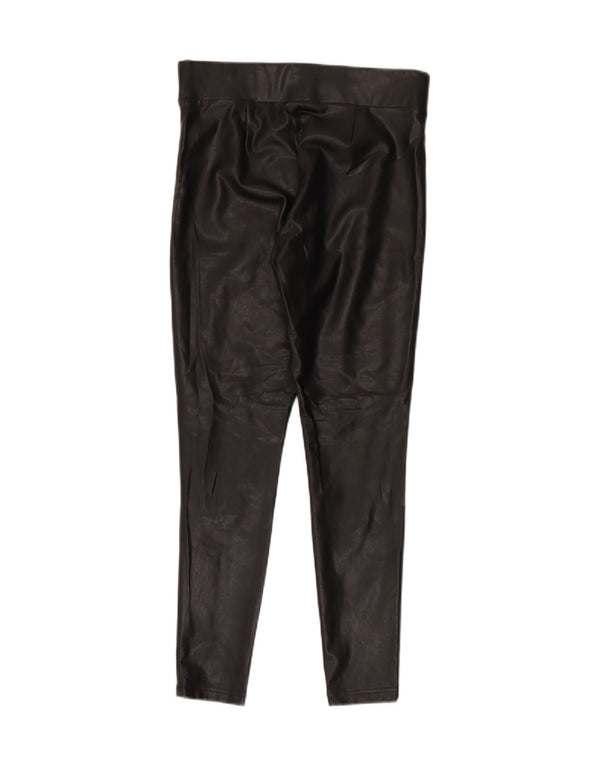 Marks & Spencer Womens Faux Leather Leggings UK 12 Medium  Black Polyester