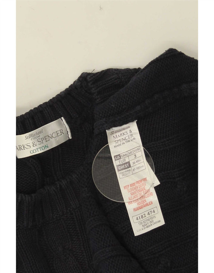 Marks & Spencer Herren-Pullover mit Rundhalsausschnitt, mittelmarineblaue Baumwolle