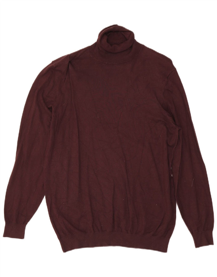 Rollkragenpullover für Herren von Zara, mittleres Burgunderrot
