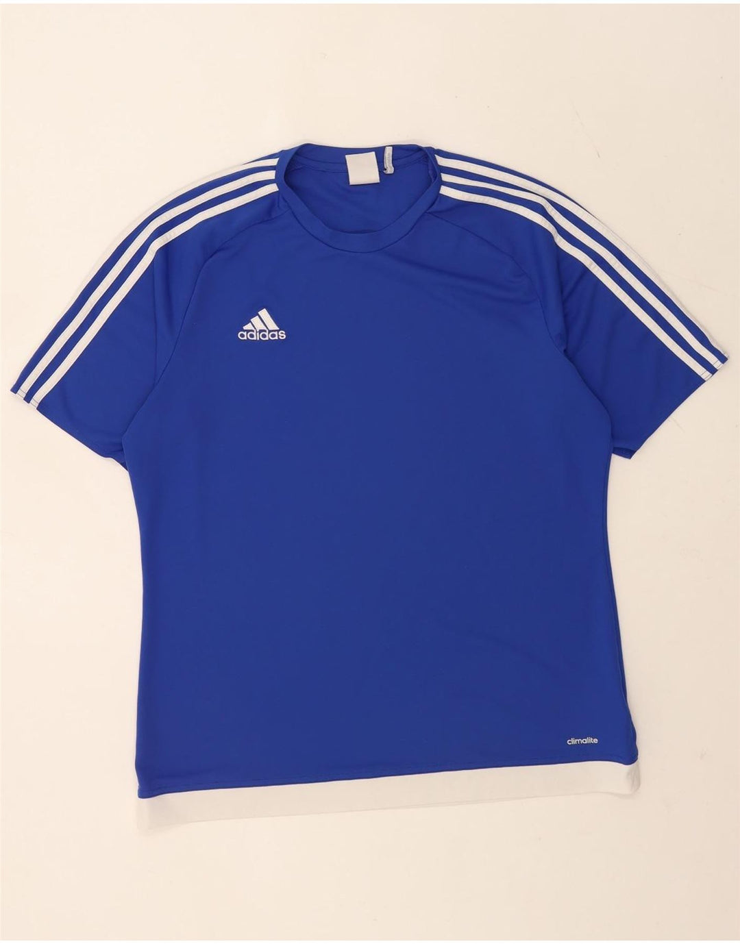 Adidas Herren Climalite T-Shirt Top Large Blau Colourblock Polyester