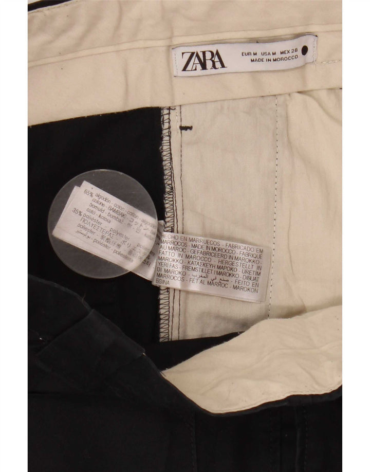 Kurze Hose von Zara für Damen, mittelgroß, W28, L24, schwarze Baumwolle