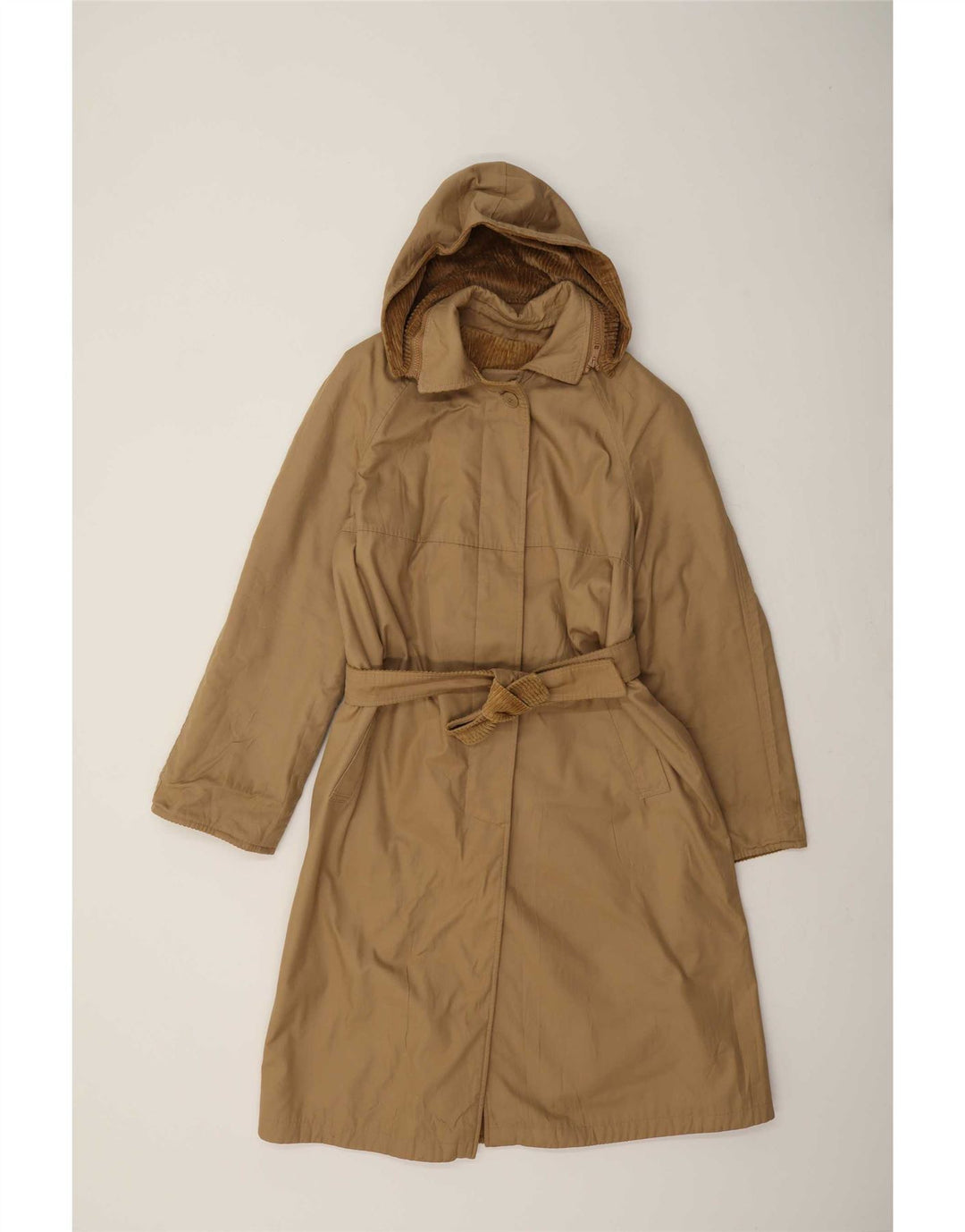 Vintage Damen Kapuzen-Wendemantel UK 14 Medium Beige