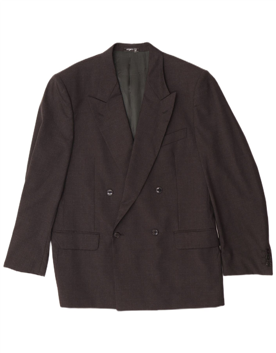 Ungaro Herren-Blazer, zweireihig, IT 50, groß, graue Schurwolle
