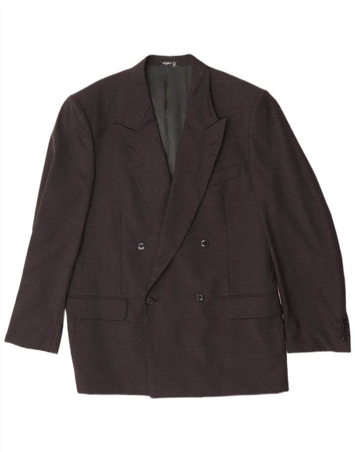 Ungaro Herren-Blazer, zweireihig, IT 50, groß, graue Schurwolle