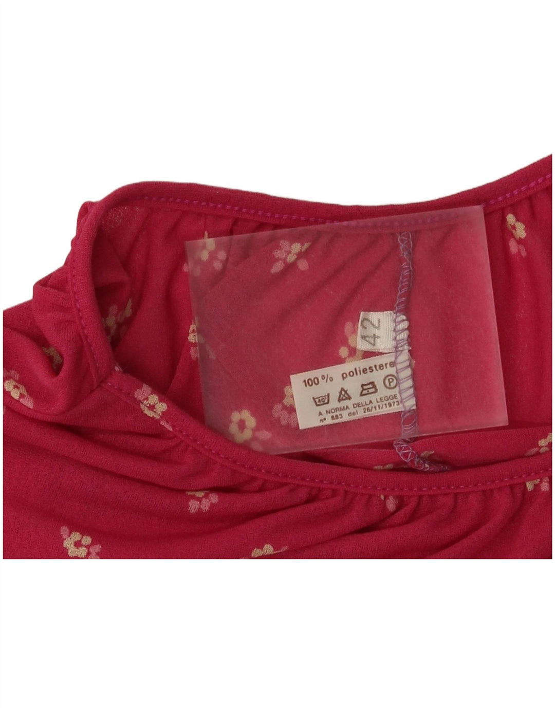 Vintage Damen Tunikakleid EU 42 Großes rosa geblümtes Polyester