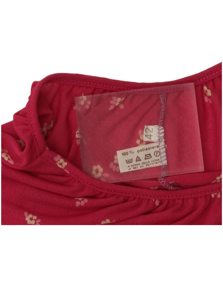 Vintage Damen Tunikakleid EU 42 Großes rosa geblümtes Polyester