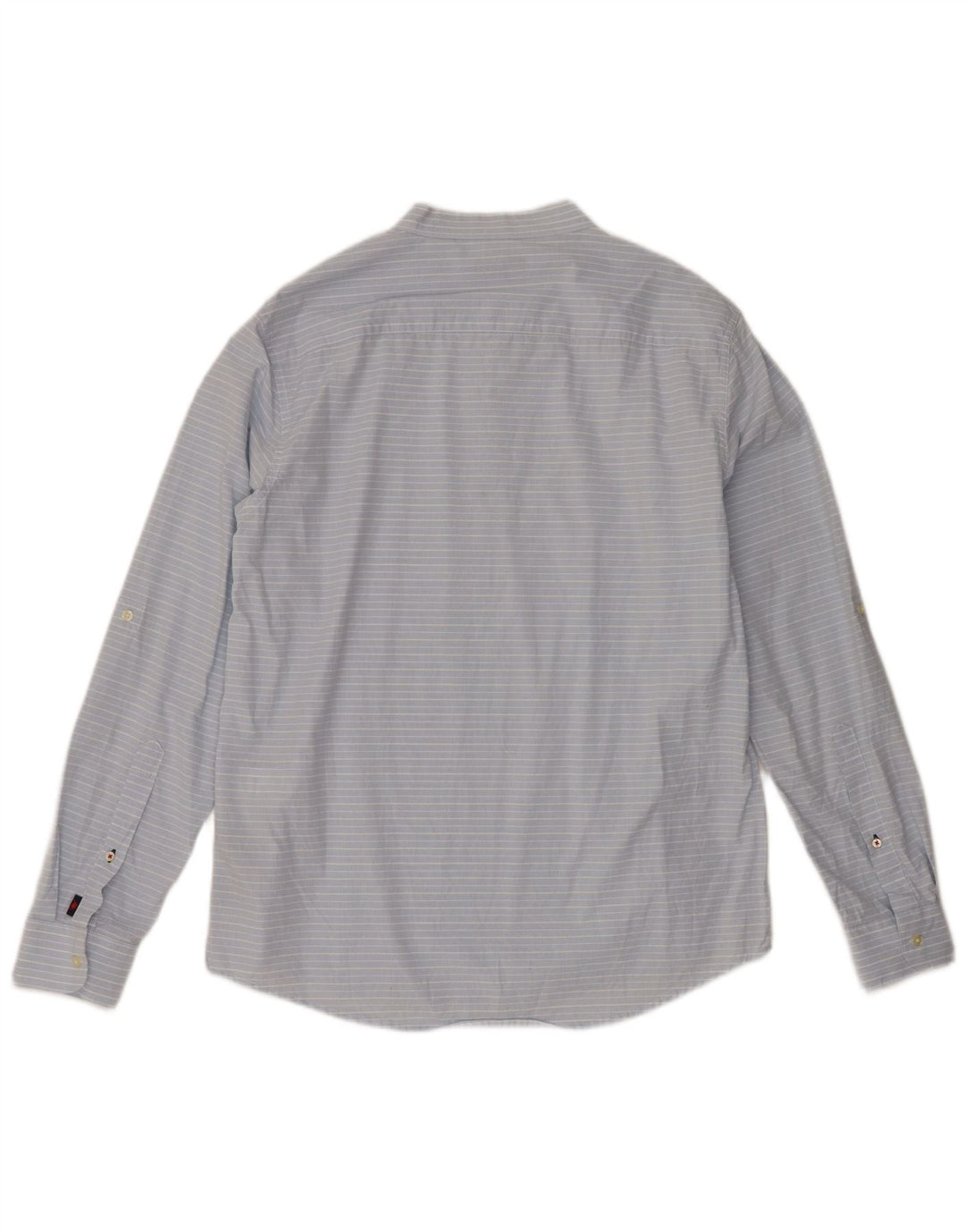 Kappa Herren-Pullover-Hemd, groß, blaue Nadelstreifen-Baumwolle