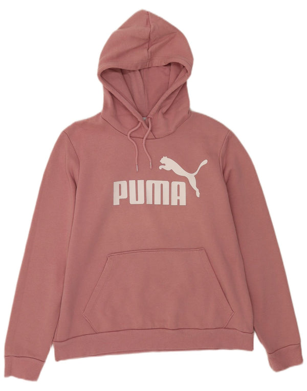 Puma Womens Graphic Hoodie Pullover UK 16 Große rosa Baumwolle