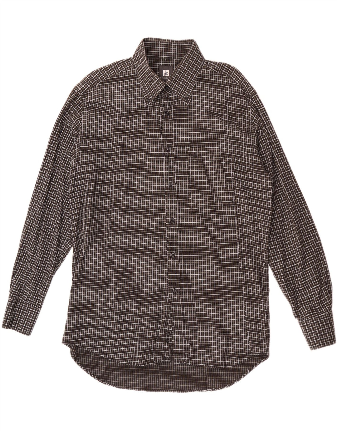 Roccobarocco Herrenhemd, Größe 44 17 1/2 XL, schwarz karierte Baumwolle