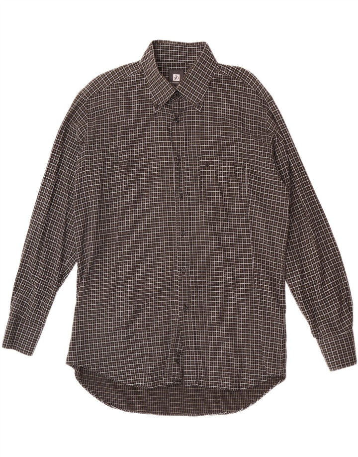 Roccobarocco Herrenhemd, Größe 44 17 1/2 XL, schwarz karierte Baumwolle