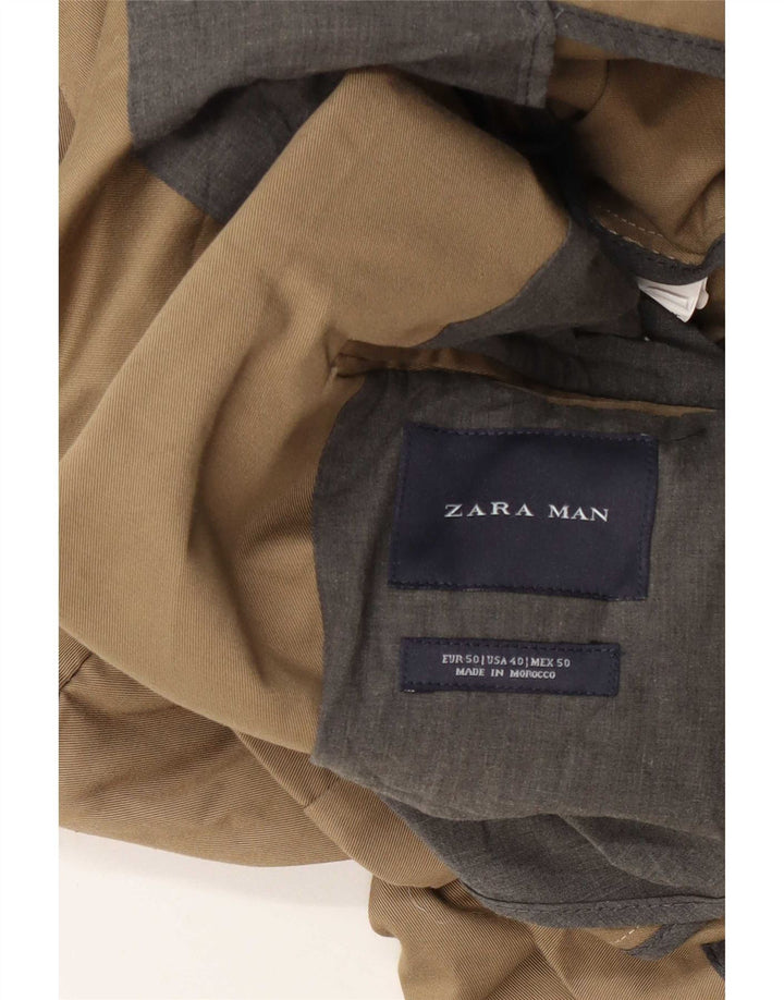 Zara Herren-Blazer mit 2 Knöpfen, EU 50, mittelkhakifarben, klassisch