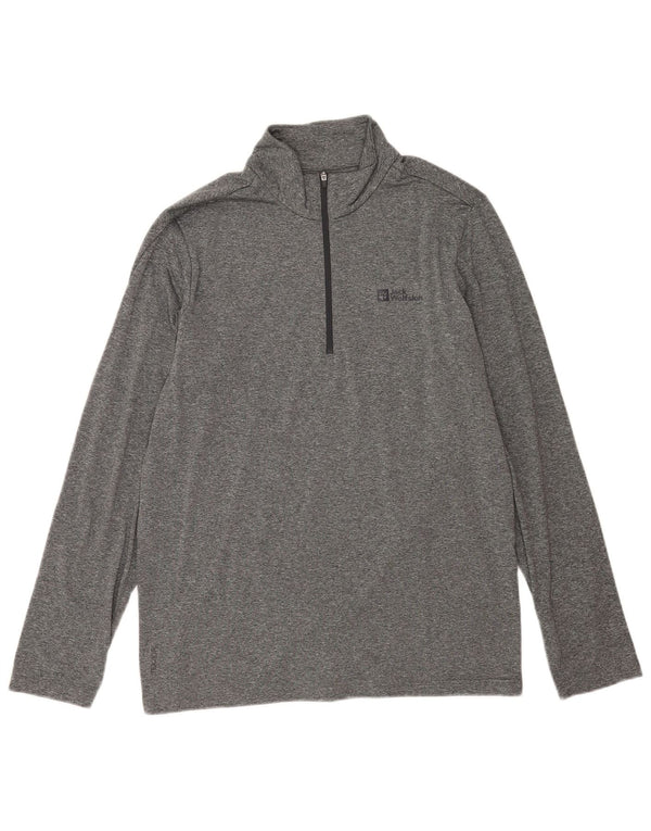 Jack Wolfskin Herren-Pullover-Trainingsanzugoberteil mit Reißverschluss, UK 42, Größe L, Grau