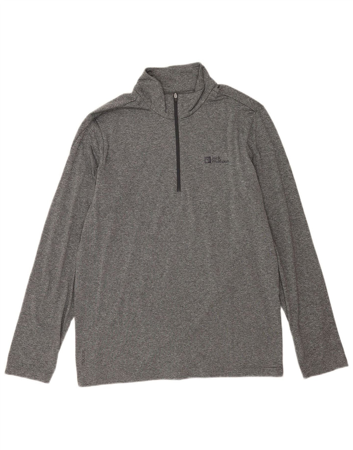 Jack Wolfskin Herren-Pullover-Trainingsanzugoberteil mit Reißverschluss, UK 42, Größe L, Grau
