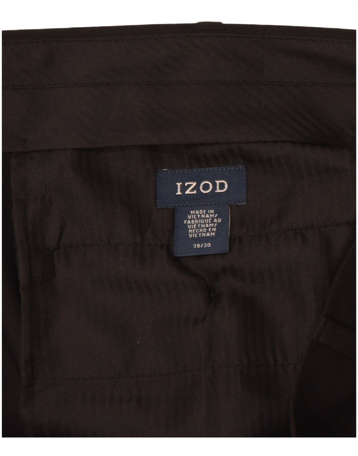 IZOD Herren-Anzughose, gerade, W38, L30, Schwarz, Polyester