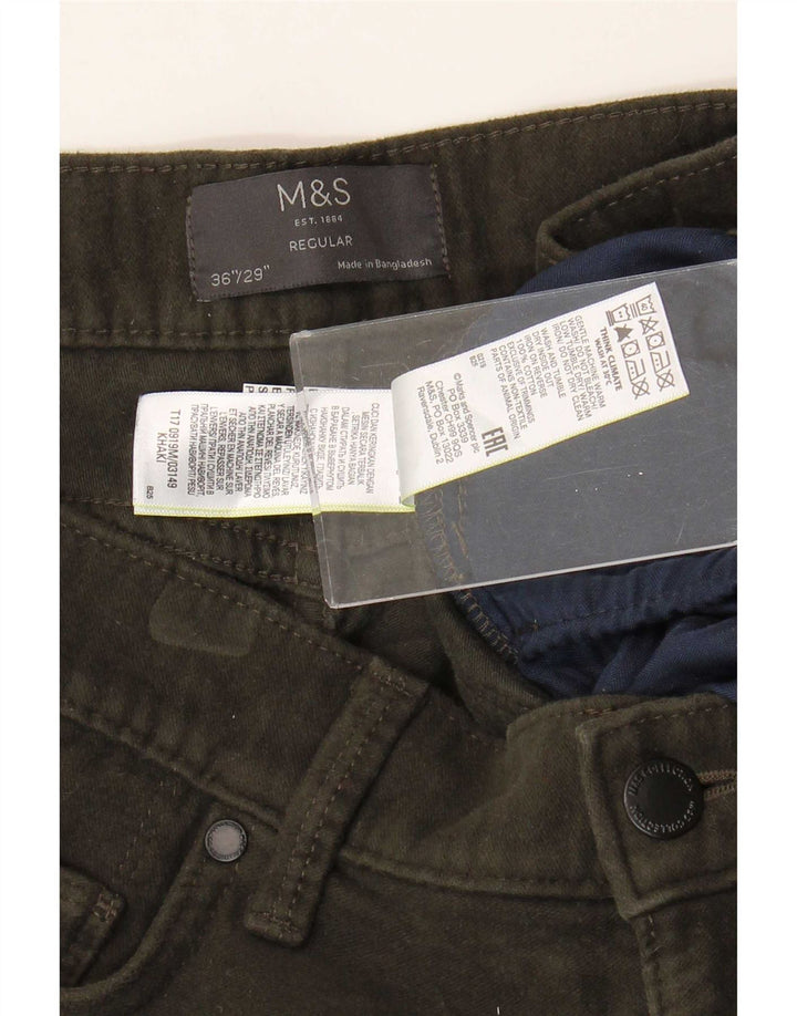 Marks & Spencer Herren-Jeans mit normaler Passform, gerade Passform, W36 L29, Khaki, Baumwolle