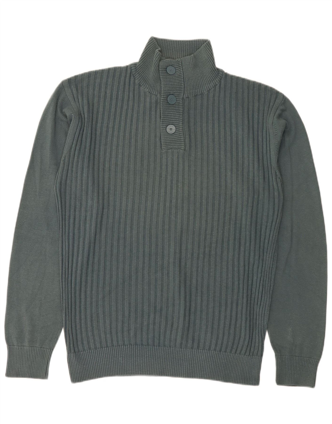 Jack & Jones Herren-Pullover mit Knopfkragen, XL, grüne Baumwolle
