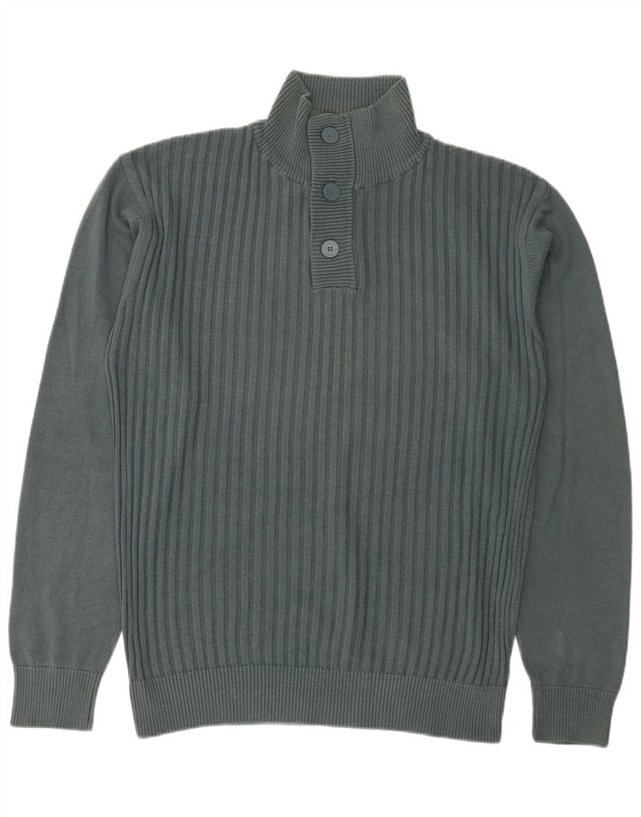 Jack & Jones Herren-Pullover mit Knopfkragen, XL, grüne Baumwolle