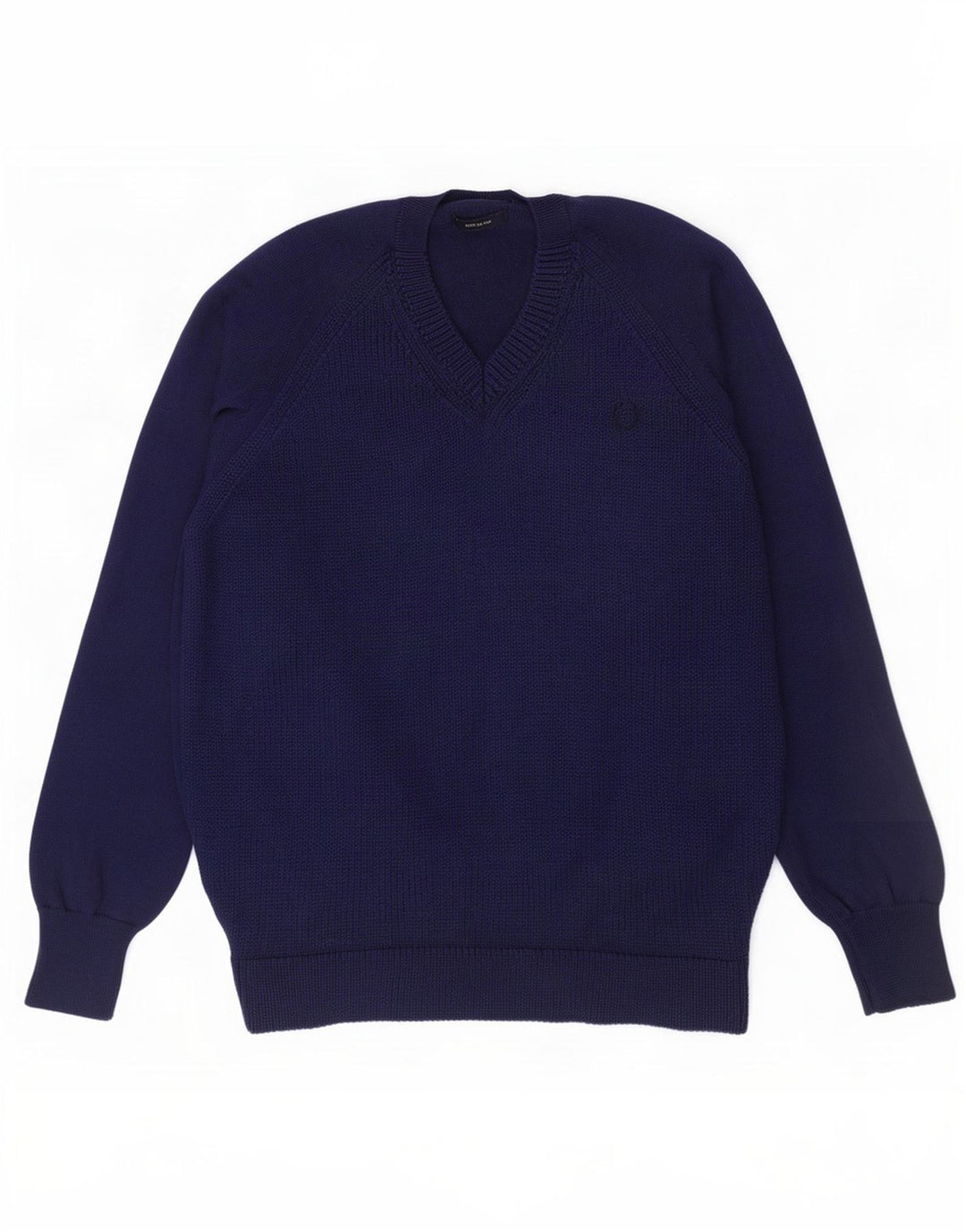 Fred Perry Herren-Pullover mit V-Ausschnitt, große marineblaue Wolle