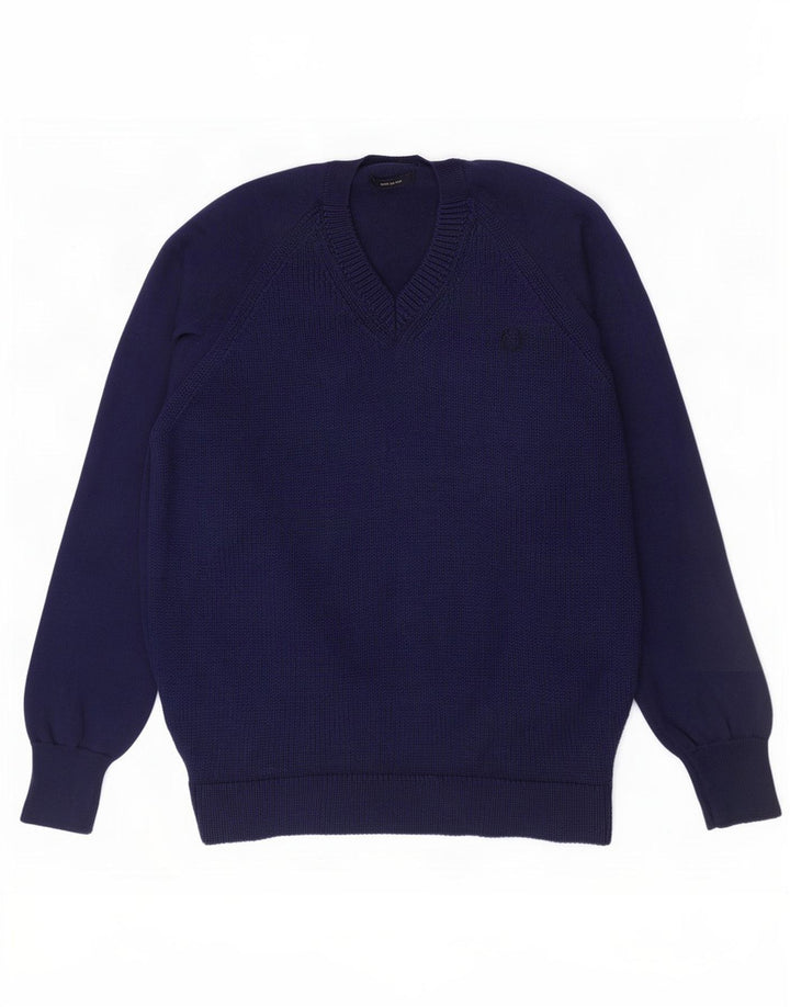 Fred Perry Herren-Pullover mit V-Ausschnitt, große marineblaue Wolle