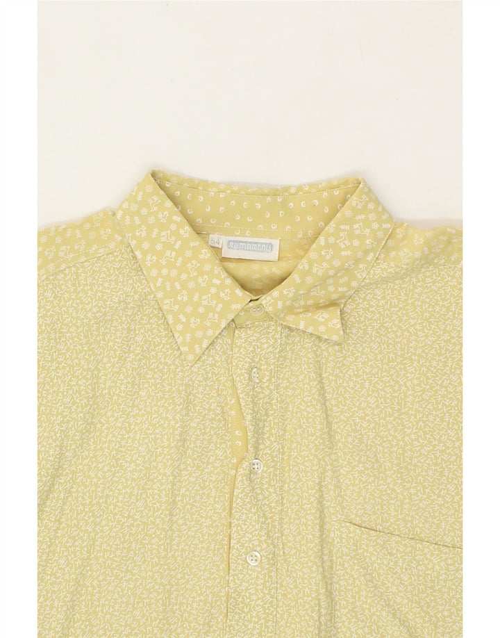 VINTAGE Mens Abstract Pattern Short Sleeve Pullover Shirt IT 54 XL Yellow Vintage Vintage and Second-Hand Vintage from Messina Hembry 