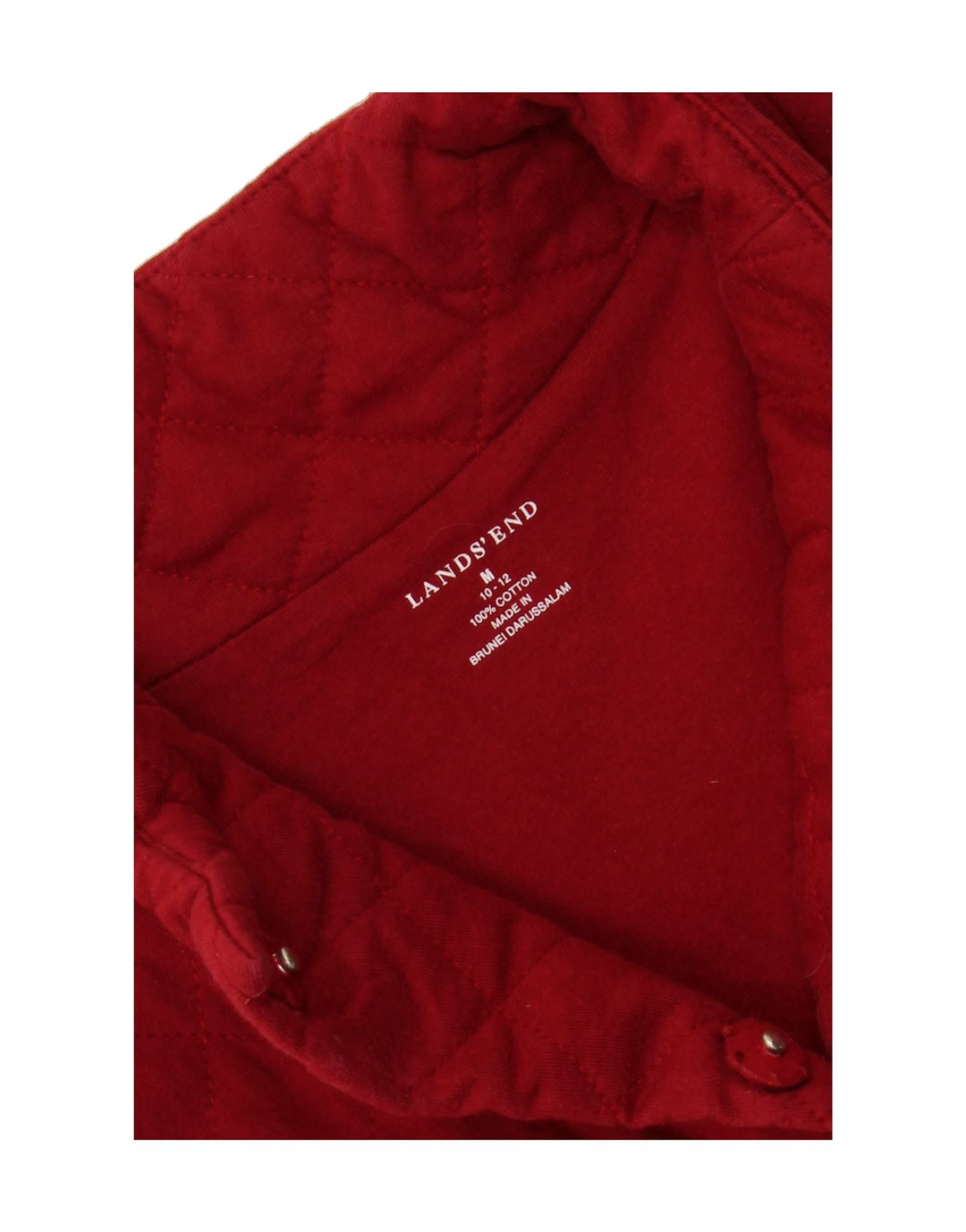 LANDS END Womens Quilted Gilet UK 10/12 Medium Red Cotton Vintage Lands End and Second-Hand Lands End from Messina Hembry 