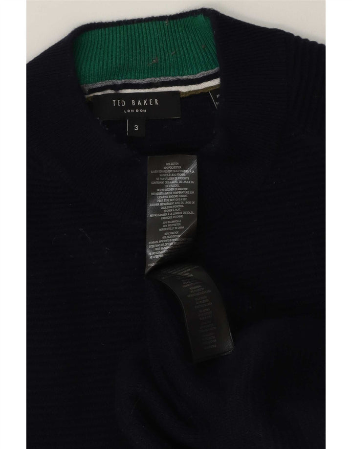 Ted Baker Rollkragenpullover für Herren, Größe 3, mittelgroß, marineblau, Baumwolle