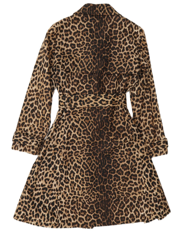 Hobbs Damen Trenchcoat UK 12 Mittelbraune Baumwolle mit Animal-Print