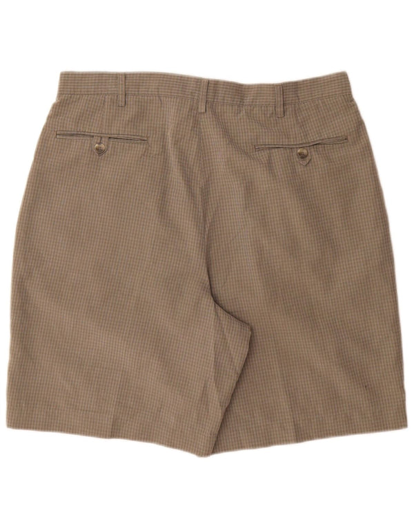 Marks & Spencer Mens Chino Shorts W36 Large Green Check Polyester