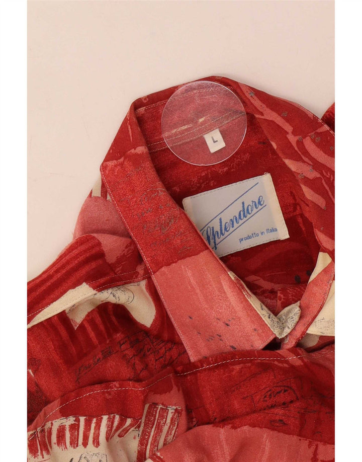 Vintage Herren Kurzarmshirt Großes rotes Patchwork