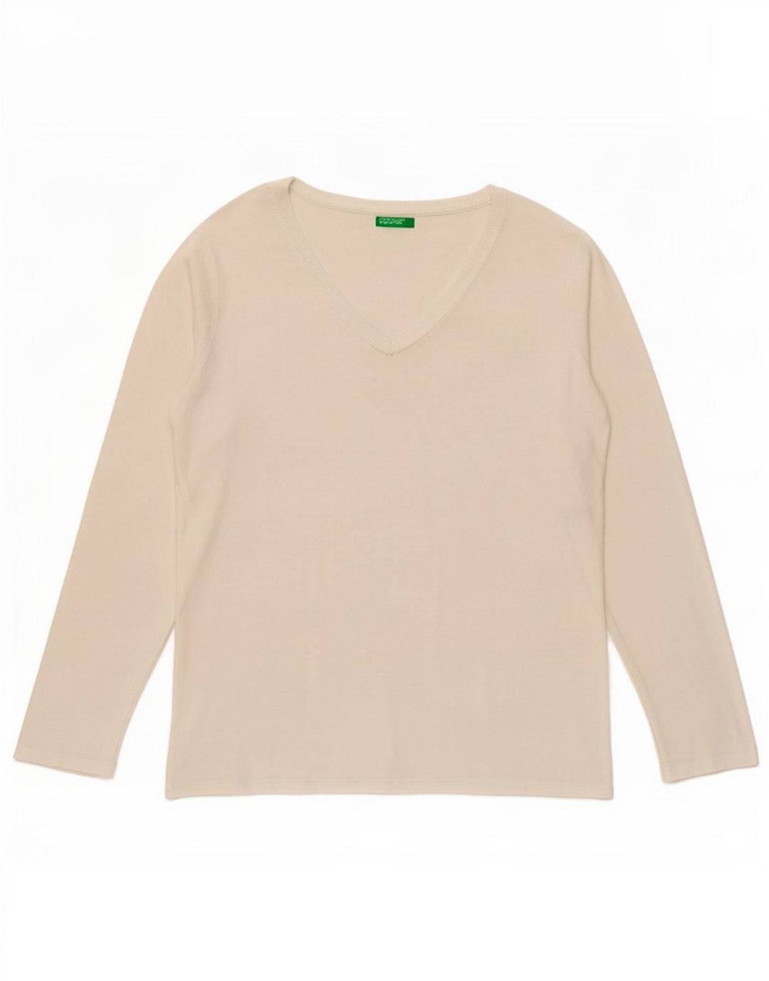 Benetton Damen Top Langarm UK 14 Mittelweiß