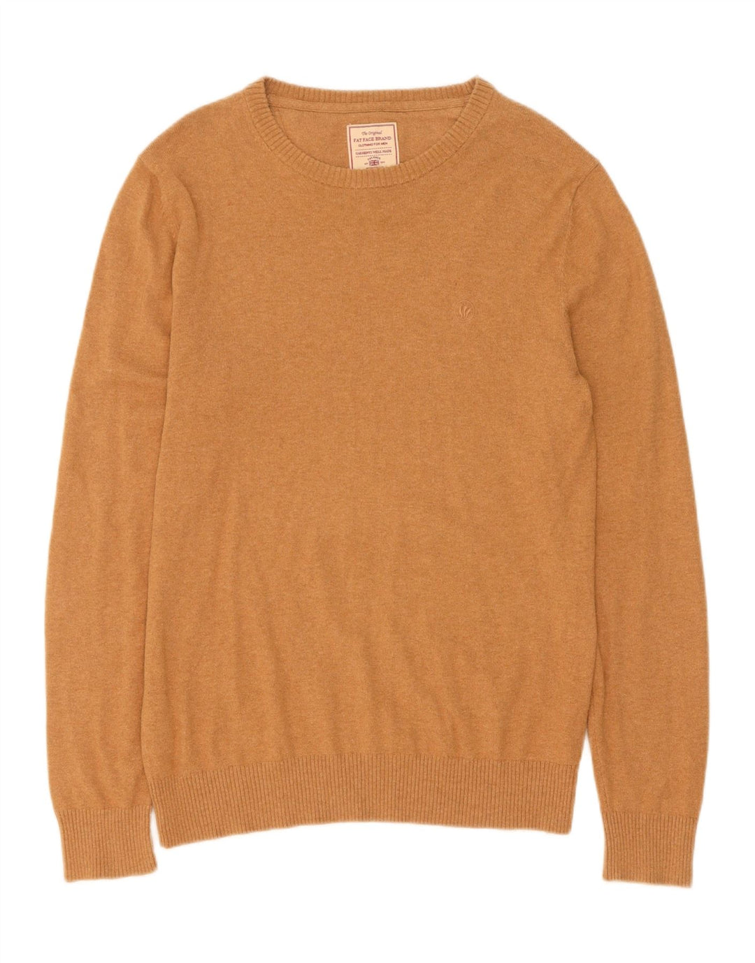Fat Face Herren-Pullover mit U-Boot-Ausschnitt, mittelbeige Baumwolle