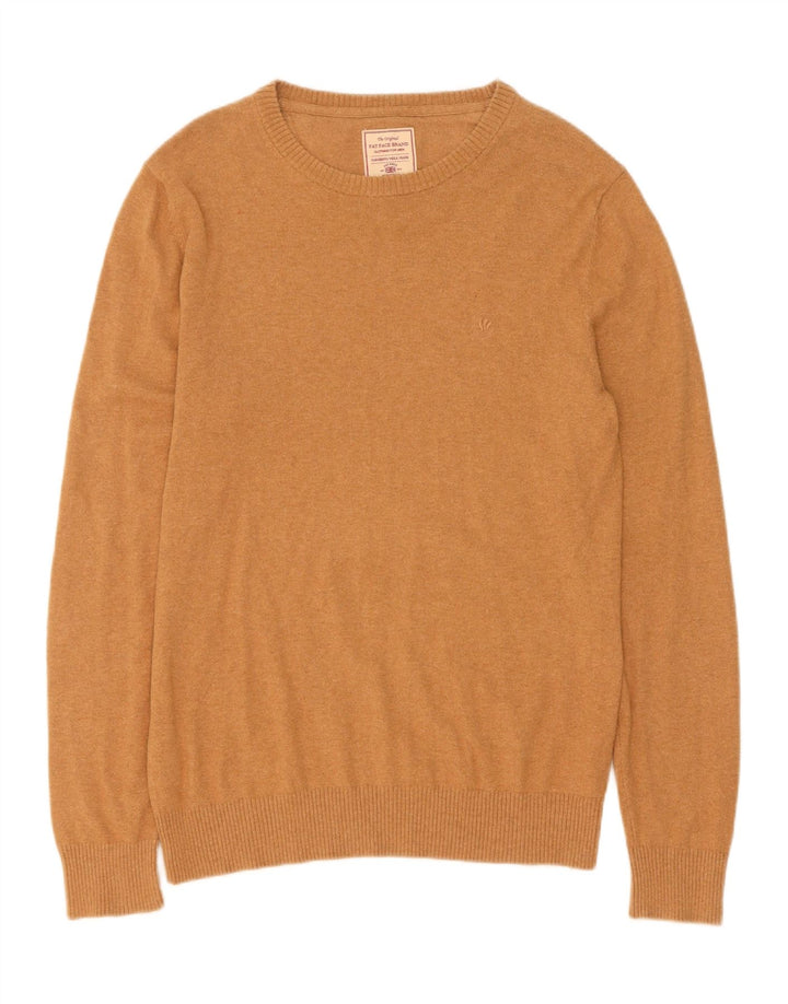 Fat Face Herren-Pullover mit U-Boot-Ausschnitt, mittelbeige Baumwolle