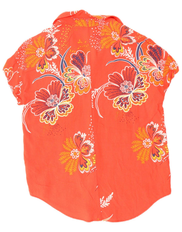 DESIGUAL Grafik-Kurzarm-Hemdbluse für Damen, UK 14, Mittelrosa mit Blumenmuster