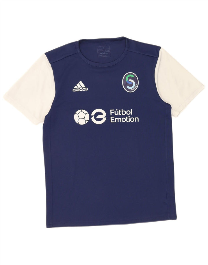 Adidas Herren-T-Shirt mit Grafik, Größe S, Marineblau, Farbblock-Polyester