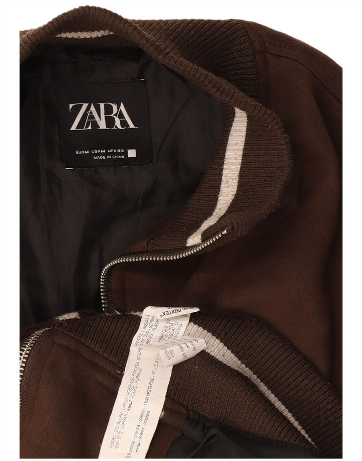 Zara Herren Bomberjacke UK 38 Mittelbraunes Polyester
