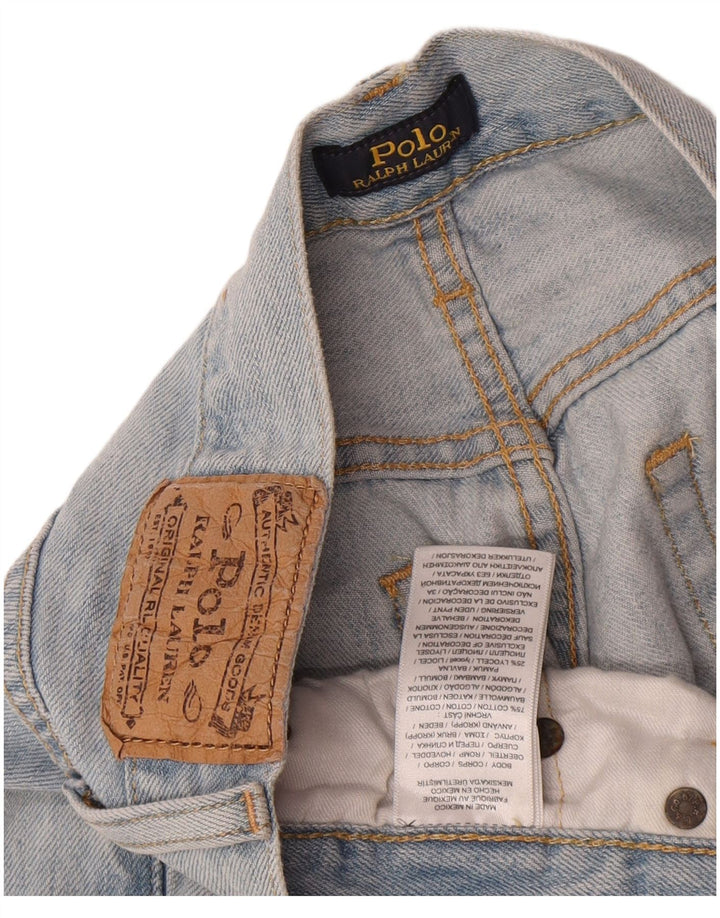 POLO RALPH LAUREN Damen Straight Jeans W26 L26 Blaue Patchwork-Baumwolle