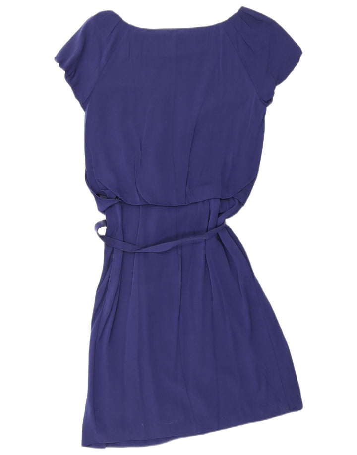 VALENTINO Damen A-Linien-Kleid IT 42 Mittelblaue Seide aus Marineblau