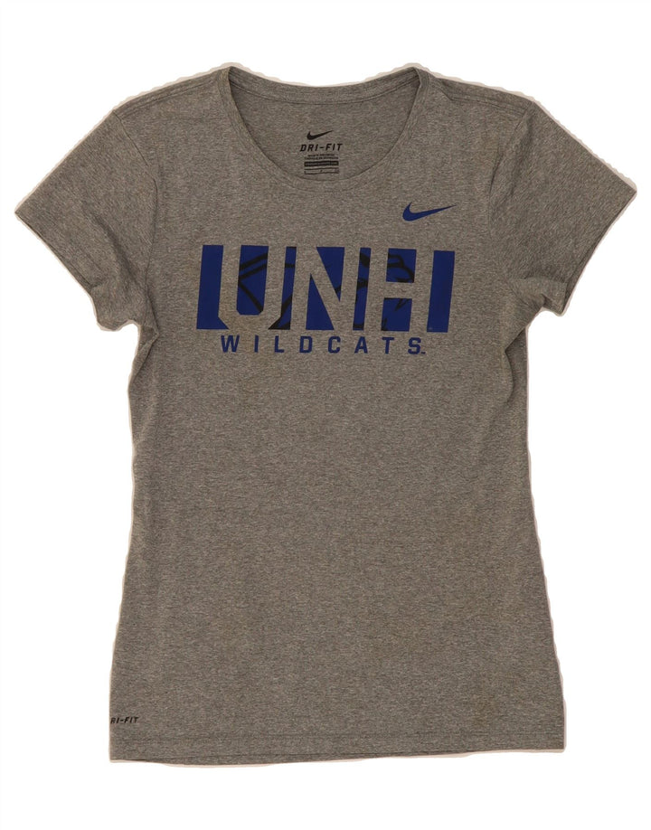NIKE Womens UNH Wildcats Graphic T-Shirt Top UK 10 Small Grey Polyester Vintage Nike and Second-Hand Nike from Messina Hembry 