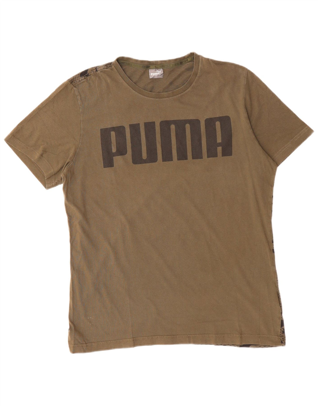 PUMA Herren Grafik T-Shirt Top Large Khaki Camouflage Baumwolle