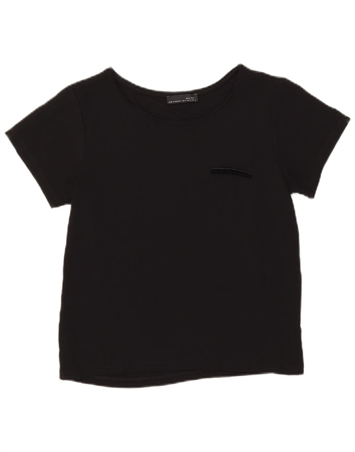 Zara Damen Crop T-Shirt Top UK 8 Small Schwarz
