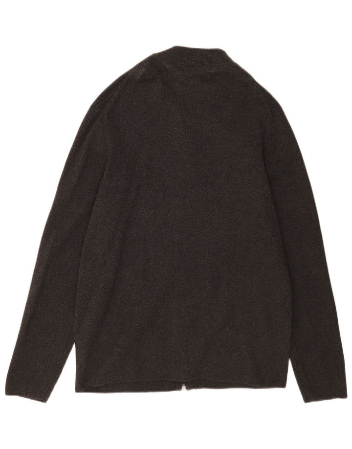 Massimo Dutti Herren-Cardigan mit durchgehendem Reißverschluss, XL, graue Baumwolle
