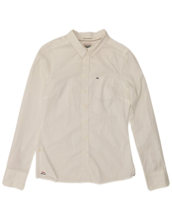 TOMMY HILFIGER Damen Hemd UK 10 Small Weiß
