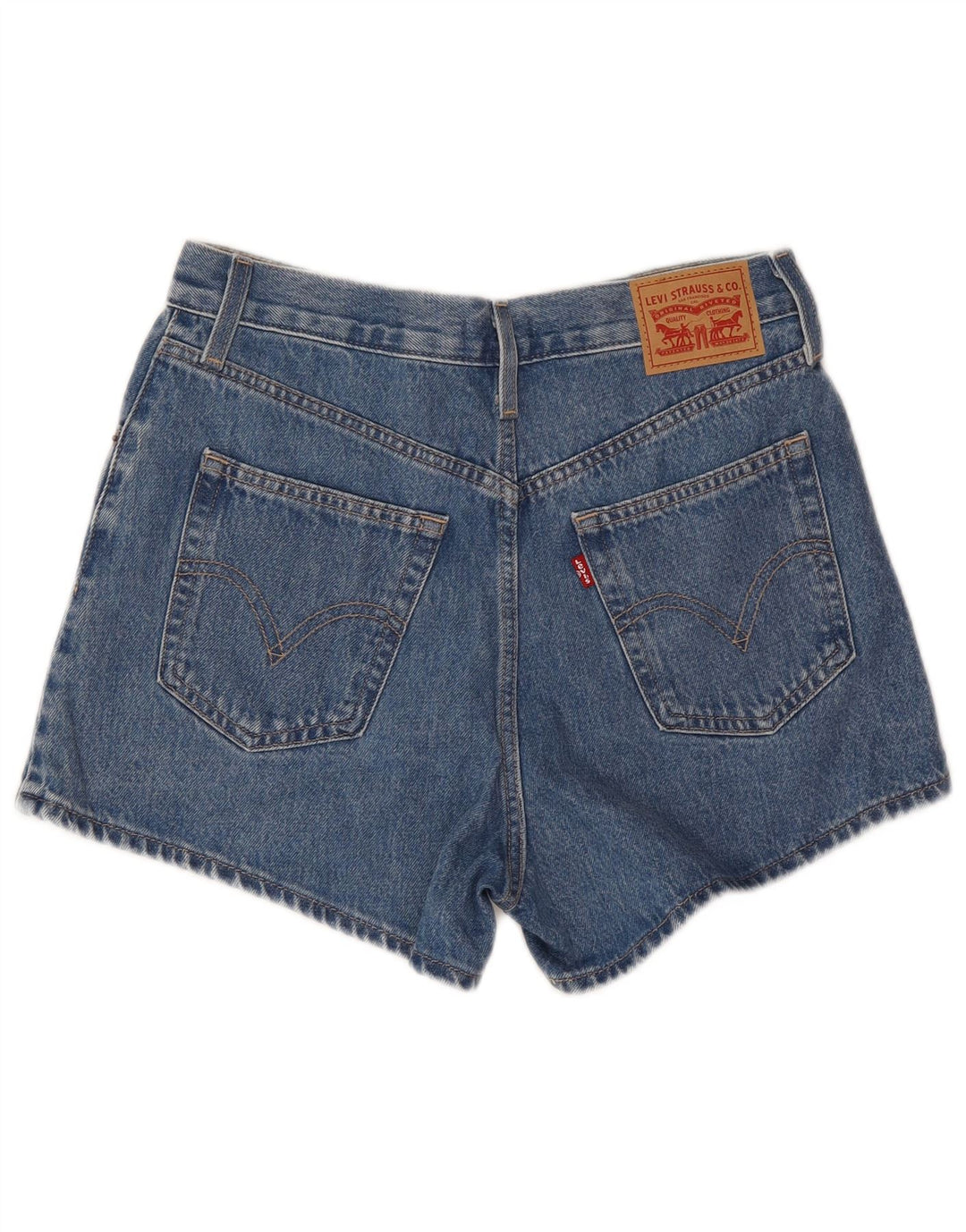 Levi's Damen Mom Denim-Shorts mit hoher Taille, W28, mittelblaue Baumwolle