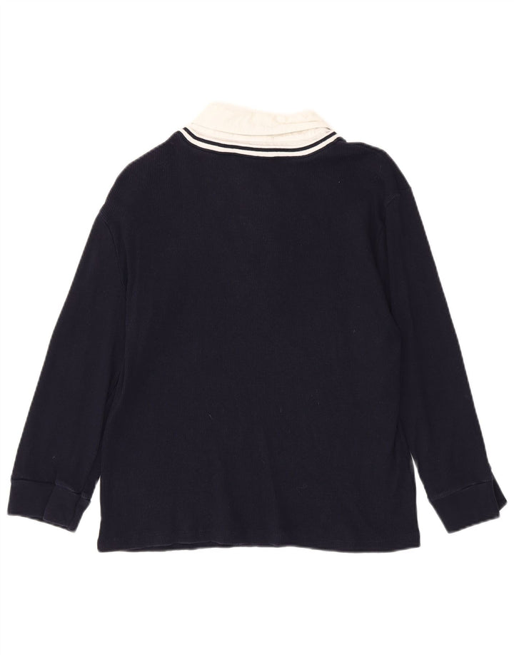 RALPH LAUREN Damen Top 3/4 Ärmel UK 18 XL Marineblau Colourblock Baumwolle