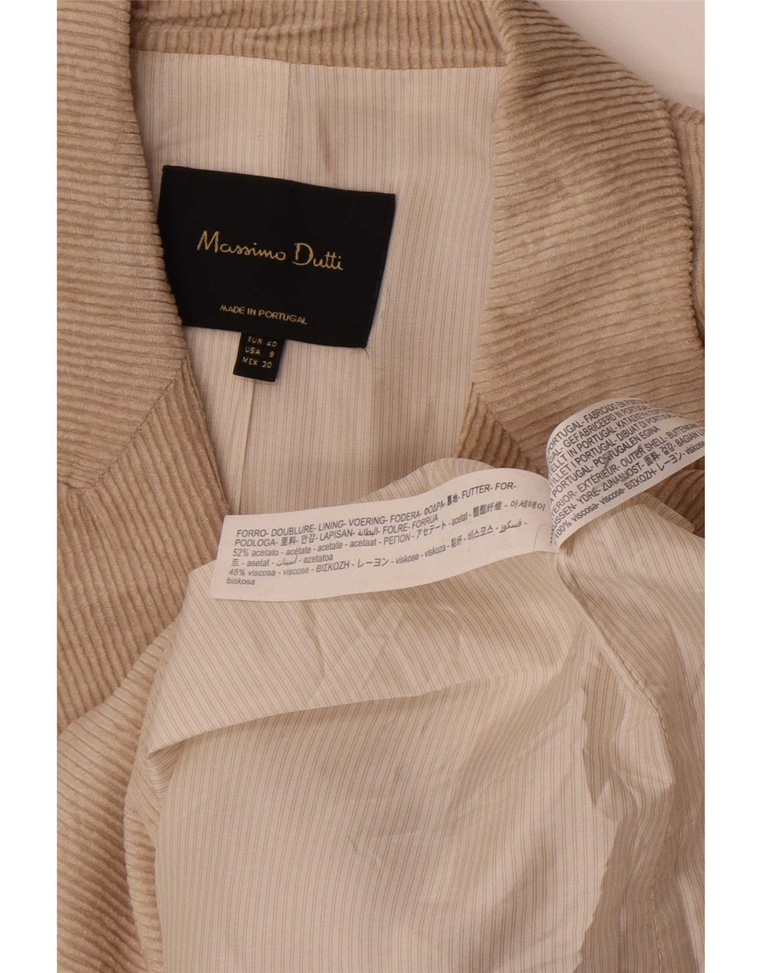 Massimo Dutti Damen Cord-Blazerjacke EU 40 Mittelbeige