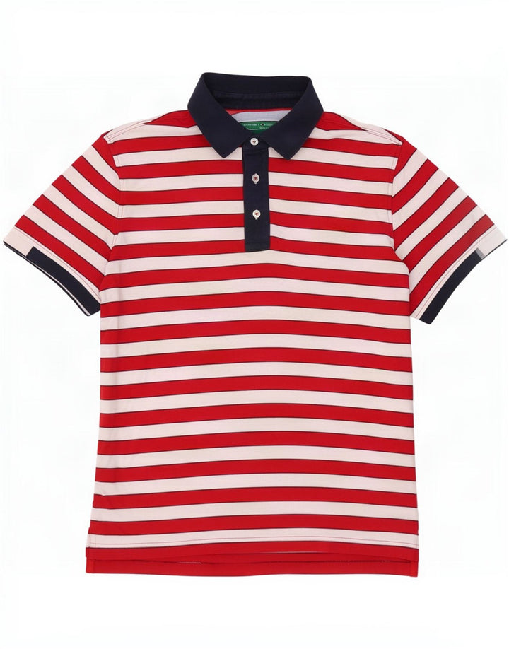 Tommy Hilfiger Rugby-Poloshirt für Herren, mittelrot, gestreift, Baumwolle